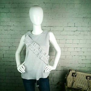 One sleeveless Gingham Ruffle Top In Gray Sizes Small And Large